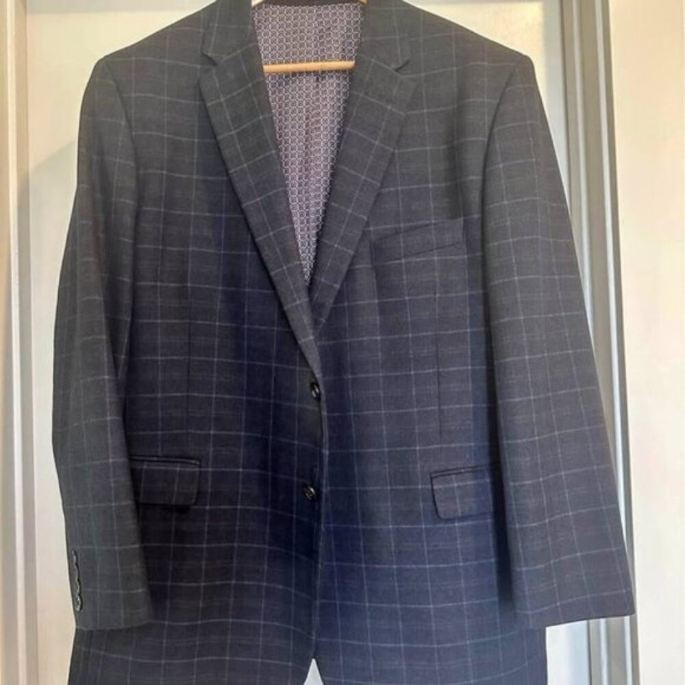 Johnston & Murphy XL Blazer | Navy Windowpane Check | Sophisticated Style